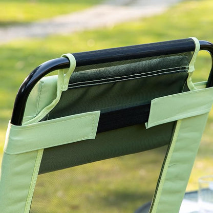Outsunny Folding Patio Dining Chairs Set of 2, Outdoor Deck Chair with Adjustable Sling Back, Camping Chair with Removable Headrest for Garden, Backyard, Lawn, Green