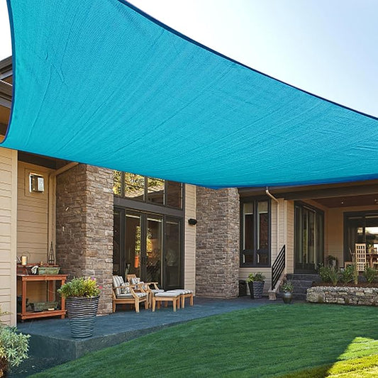 LOVE STORY Custom Size 16'x18' Turquoise Blue Sun Shade Sail Rectangle UV Block Canopy Patio Sail Sunshades Fabric for Outdoor Garden Carport (We Make Custom Size)