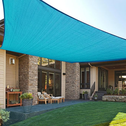 LOVE STORY Custom Size 16' x 19' Turquoise Blue Rectangle Sun Shade Sail Canopy Patio Sail Fabric Cloth Cover UV Block (We Make Custom Size)