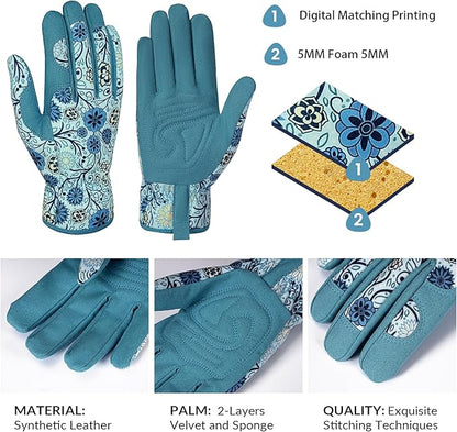 Pleneal Gardening Gloves for Women - Leather Garden Gloves Thorn Proof, Outdoor Protective Working Gloves