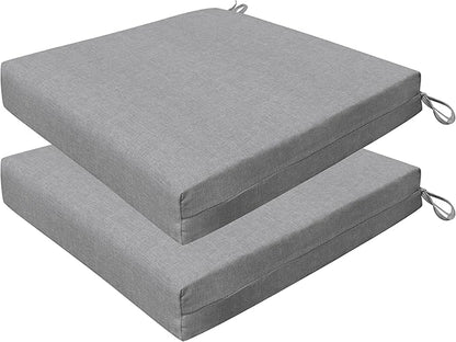 Honeycomb Outdoor Set of 2 Seat Pads, 20 x 20, Textured Solid Platinum Grey Dining Chair Cushions for Patio Furniture
