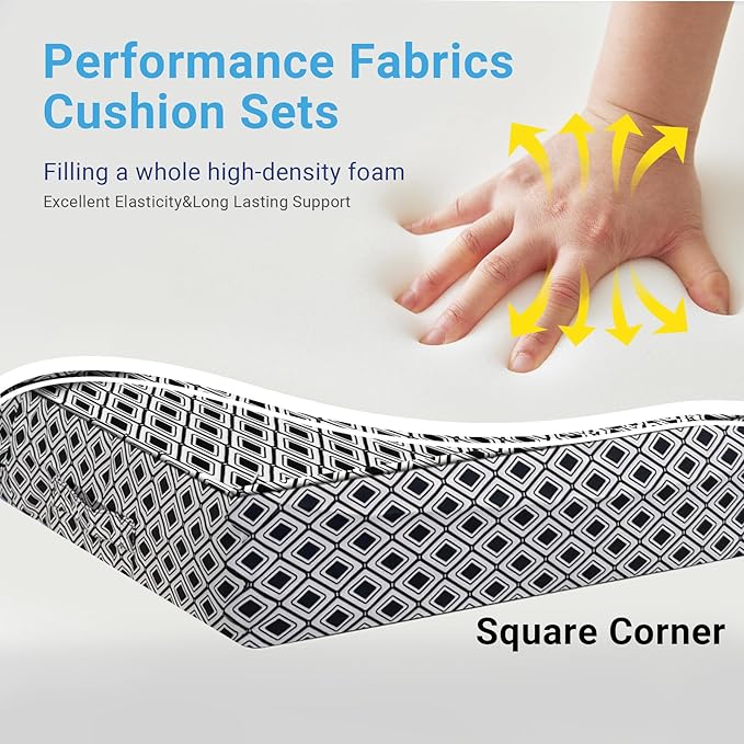 Outdoor Cushions for Patio Furniture,Outdoor Seat Cushion Set 24 x 24 x 4 Inch,Waterproof & Fade Resistant Outdoor Chair Cushions, Patio Chair Cushion, Black Geometry