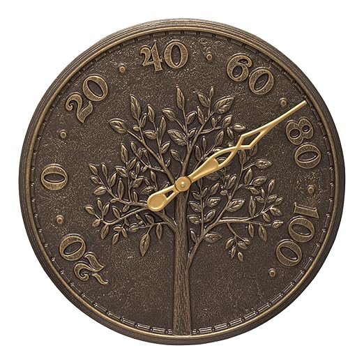 Whitehall Products 10438 Tree of Life 16 inch Indoor Outdoor Wall Thermometer in French Bronze
