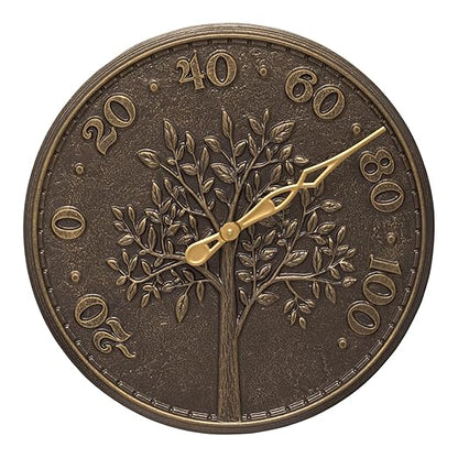 Whitehall Products 10438 Tree of Life 16 inch Indoor Outdoor Wall Thermometer in French Bronze