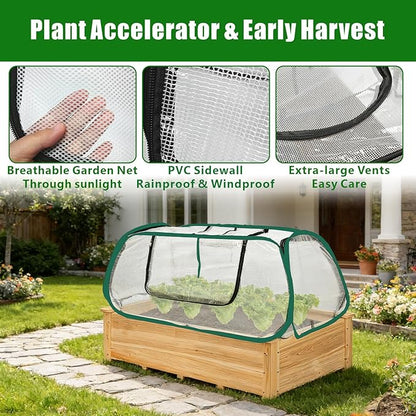 Dual-Layer Garden Plant Cover for Raised Beds, Freeze Protection & Breathable Mesh, Pop Up Garden Rows Plants Cover Accelerators, Greenhouse Cover for Seedlings, Vegetables & Fruits, 45" x 22" x 16"
