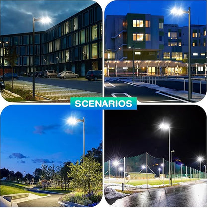320W LED Parking Lot Light 44800LM with Photocell, UL DLC Listed, 5000K Shoebox Pole Light with Arm Mount, AC100-277V, IP65 Waterproof Commercial Street Area Lighting for Driveway/Roadway/Yard