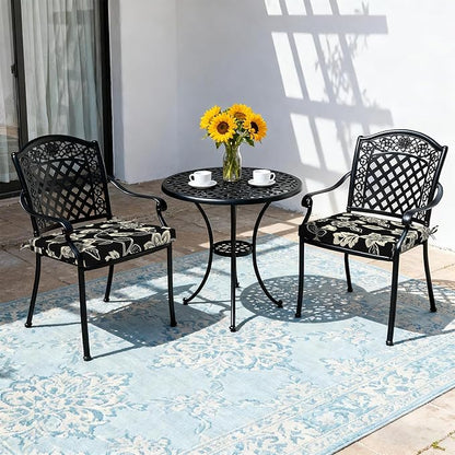 LVTXIII Outdoor Chair Cushions, Fade-Resistant Patio Furniture Cushions Outdoor Chair Pads with Ties for Dining Chairs and Garden Furniture Use, 19"x19"x2" 2 Pack, Elegant Vines Black