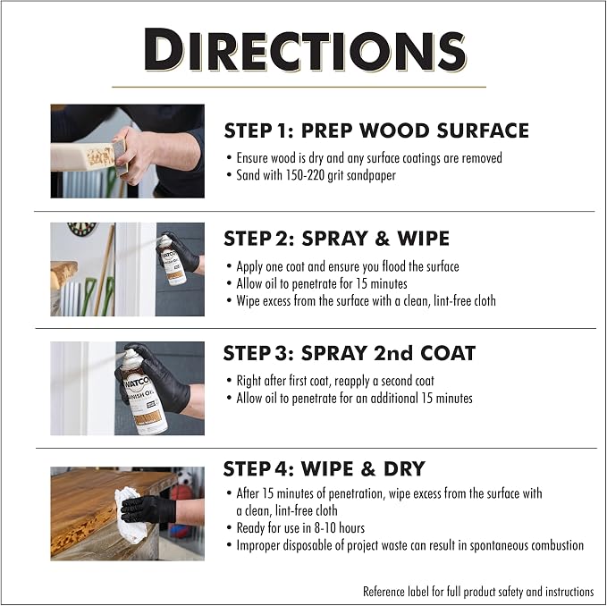 Watco Danish Oil Wood Finish Spray, 11.25 oz, Dark Walnut