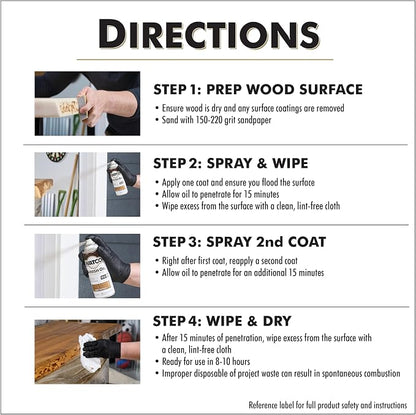 Watco Danish Oil Wood Finish Spray, 11.25 oz, Dark Walnut