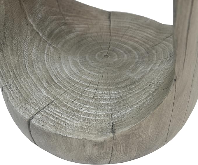 GDFStudio Outdoor Side Table, Lightweight Concrete Patio End Table, Hollow Decorative Garden Stool Accent Table with Wood-Like Texture,MGO Side Table for Balcony, Poolside, or Backyard,Gray