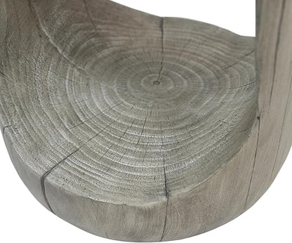 GDFStudio Outdoor Side Table, Lightweight Concrete Patio End Table, Hollow Decorative Garden Stool Accent Table with Wood-Like Texture,MGO Side Table for Balcony, Poolside, or Backyard,Gray