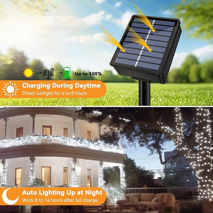 Solar String Lights Outdoor Waterproof 6 Pack Total 198ft 600LED 8 Modes Twinkle Lights Solar Fairy Lights for Patio, Garden Yard Party Tree Christmas Halloween Decoration, White