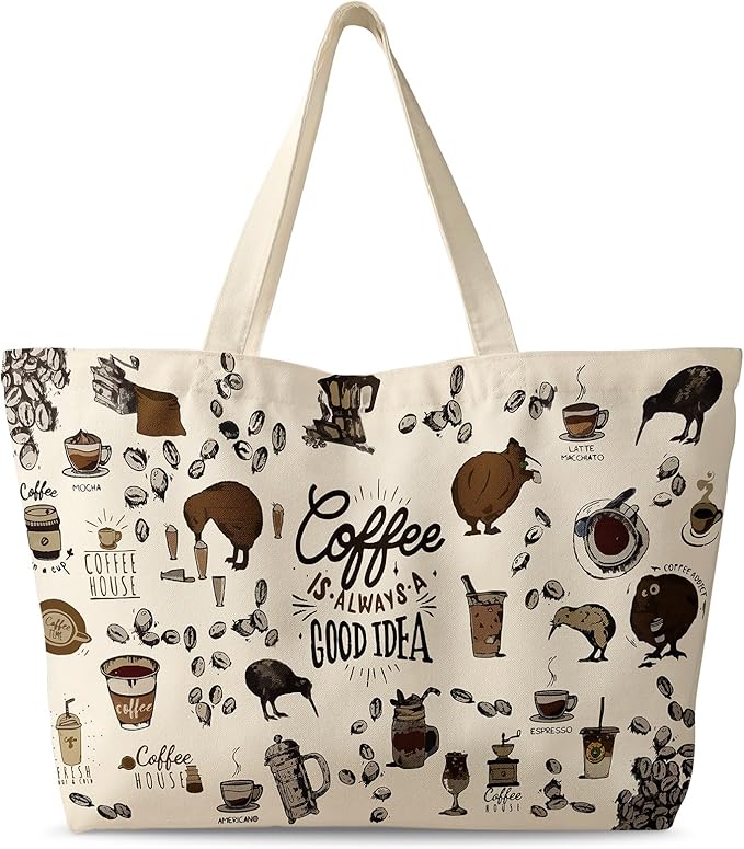 Miss Adola Large Tote Bag for Women - Canvas Tote Bag with Zipper Aesthetic Reusable Shoulder Bag for Gym, Travel, Work