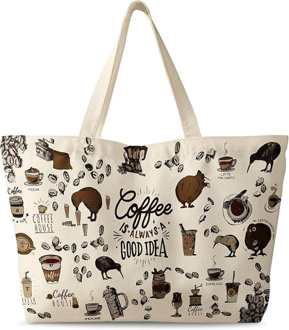 Miss Adola Large Tote Bag for Women - Canvas Tote Bag with Zipper Aesthetic Reusable Shoulder Bag for Gym, Travel, Work