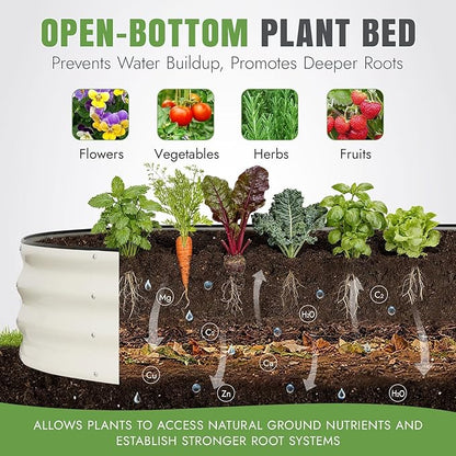 INNO STAGE Galvanized Raised Garden Bed, 12x4x1FT Oval Metal Raised Garden Beds for Vegetables, Rust-Resistant & Easy Assembly, Outdoor Planter Box for Gardening, Flowers, Herbs (White)