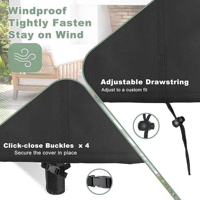 Gasadar 4-Piece Patio Furniture Covers Set, Waterproof Outdoor Furniture Set Covers for Outdoor Loveseat, Chair and Coffee Table, Black