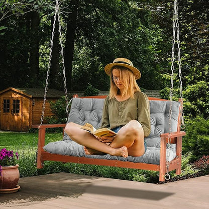 Replacement Cushion for Swings, Waterproof Porch Swing Cushion, 2-3 Seat Replacement Swing Seat Cushion with Backrest and Ties for Patio Backyard Porch Garden(Light Grey 40 * 60 in)