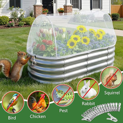 Garden Netting for Raised Beds 2 Pack, Raised Garden Bed Plant Netting Cover Mesh for Garden Protection, Rectangular Bird Netting Pest Barrier Screen Insect Net for Vegetables Fruits, 6x3x1ft, White