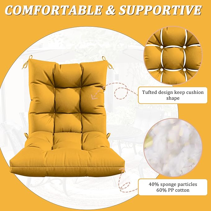 Patio Seat&Back Chair Cushions for Outdoor Furniture，Comfortable Cushions for Rocking/Dining/Lawn Chair-Set of 2