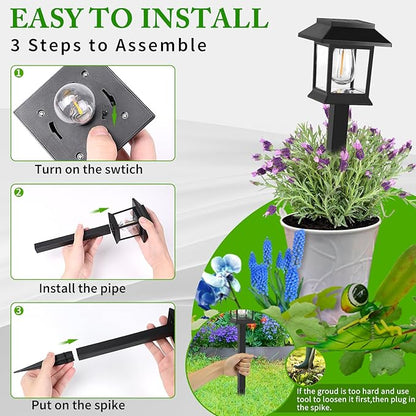 Greluna Solar Lights Outdoor, 6 Pack 6000K Waterproof Auto On/Off Solar Pathway Lights for Garden, Landscape, Path, Yard, Patio, Driveway, Walkway Decor