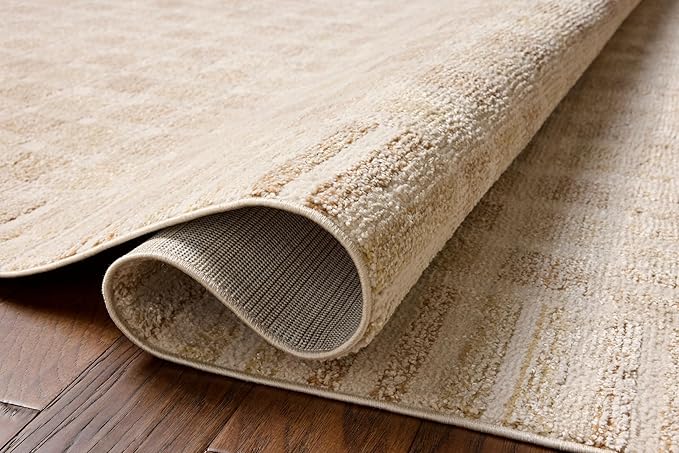 Loloi Chris Loves Julia Calvin Collection CLV-03 Bone/Natural 2'-7" x 10'-0" Runner Rug Checkered Neutral Soft Living Room Bedroom Carpet