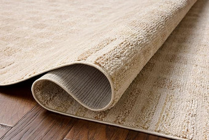 Loloi Chris Loves Julia Calvin Collection CLV-03 Bone/Natural 2'-7" x 10'-0" Runner Rug Checkered Neutral Soft Living Room Bedroom Carpet