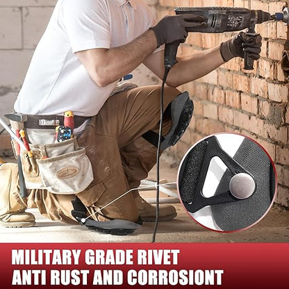 Professional Knee Pads for Work Construction with Heavy Duty Cap Foam Padding Gel Cushion Knee Pads for Men, Comfortable Adjustable Strong Strap, Military Grade Rivet for Flooring Gardening, Grey