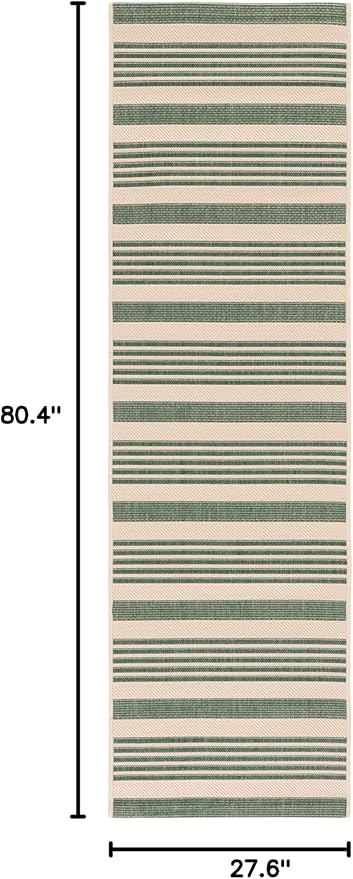 SAFAVIEH Washable Rug Outdoor Courtyard Collection - 2'3" x 6'7" Runner, Beige & Dark Green, Non-Shedding & Easy Cleaning, Ideal for Patio, Entryway, Mudroom, Hallway, Kitchen (CY6062-322)