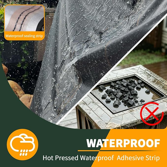 Enzeno Fire Pit Cover Square,Outdoor Firepit Cover Waterproof,Oxford Cloth Patio Fire Table Cover for Outdoor Fire Pit,Fits 43-45 inch Gas Firepit covers(45"L x 45"W x 24"H)