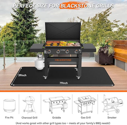 79x39 inches Large Under Grill Mats for Blackstone, Double-Sided Fireproof Outdoor Grill Protective Mat, Oilproof Waterproof BBQ Fire Pit Fireplace Mat