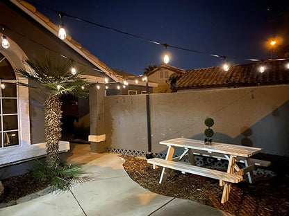 Brightech Ambience Pro - 48 Ft Waterproof, Solar Power Outdoor String Lights - 1W LED Hanging Edison Bulbs Create Bistro Ambience in Your Yard - Commercial Grade, Shatterproof - 15 Lights, Soft White