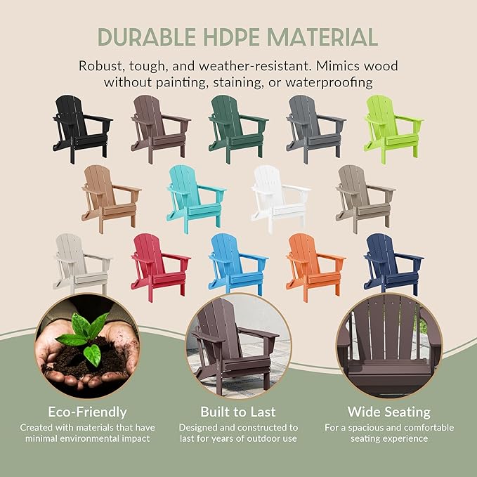 WestinTrends Malibu Malibu Outdoor Folding Poly Adirondack Chair (Set of 8), Dark Brown