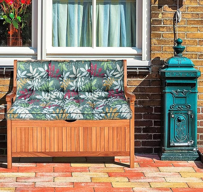 Swing Replacement Cushions with Backrest, 2 or 3 Seater Waterproof Non-Slip Overstuffed Swing Pad, Indoor/Outdoor Bench Cushion for Porch Chair Swing Garden Furniture (Flower color, 40 * 63 in)