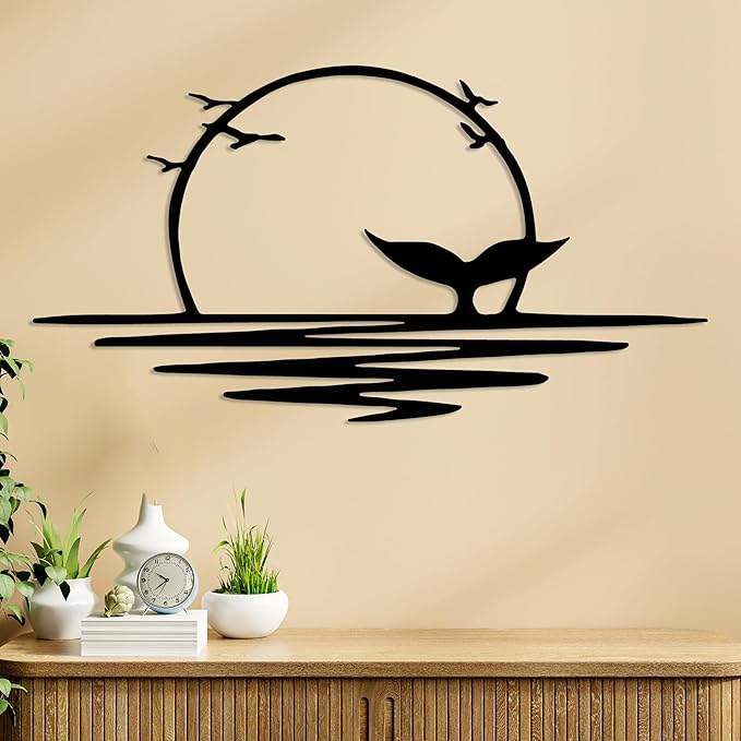 Sunrise Metal Wall Art, Sunset Metal Wall Decor for Living Room, Sunshine Line Art Home Decor Outdoor Indoor, Sun Design Modern Artwork for Walls, Abstract Sunset Wall Decor, Housewarming Gifts