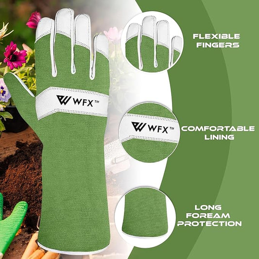 Long Gardening Gloves Leather Ladies Men Women Durable Goatskin Garden Gloves Forearm Thorn Proof Work