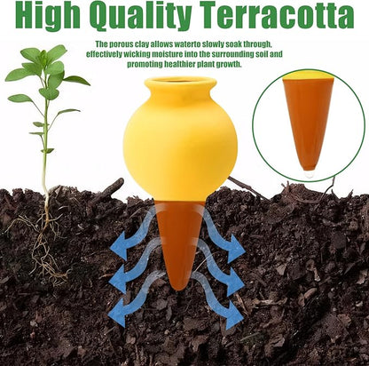 4 Pack Terracotta Watering Spikes, Self Watering Globes, Slow Release Self Watering Planter Insert, Plant Watering Globes for Indoor and Outdoor Plants