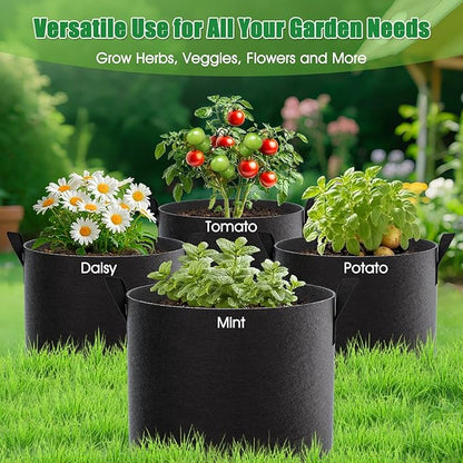 FEED GARDEN 15 Gallon Grow Bags 8 Pack – Heavy Duty 300G Thick Fabric Plant Pots with Reinforced Handles, Breathable Drainage Planters for Tomatoes, Potatoes & Large Vegetables Indoor Outdoor