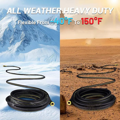 Garden Hose 50FT with 10 Pattern Spray Nozzle - PHLEX PRO Heavy-Duty Premium 5/8'' Rubber 3-Layer Water Hose - Innovation Flexible Hybrid Lightweight Water Hose, Full Brass Fittings (RyobiGreen)