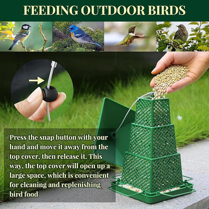 Bird Feeders for Outdoors Squirrel Proof - Collapsible Plastic Hanging Feeder, Easy to Fill for Garden Yard Patio, Ideal for Bird Lovers & Outdoor Enthusiasts
