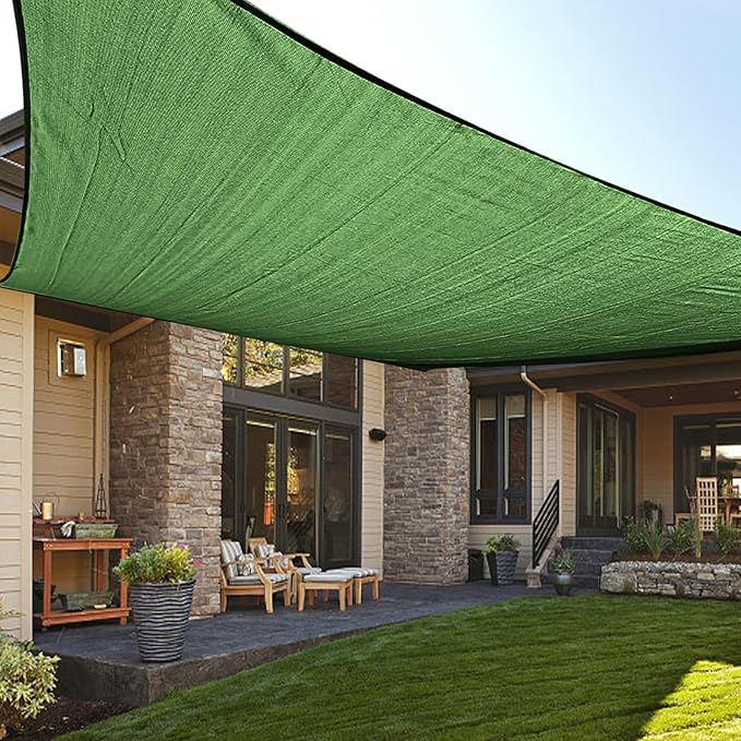 LOVE STORY Custom Size 7' x 13' Piquant Green Rectangle Sun Shade Sail Canopy Patio Sail Fabric Cloth Cover UV Block (We Make Custom Size)