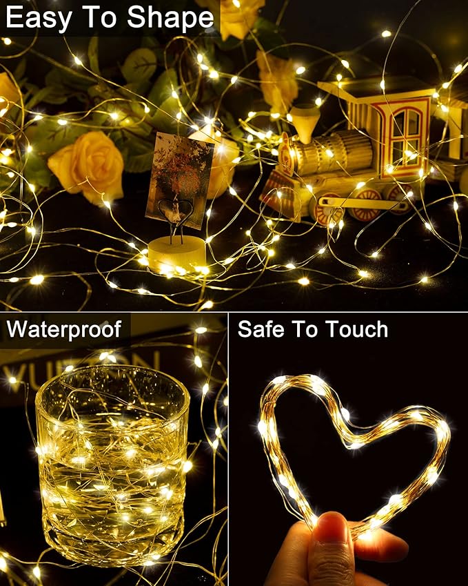 Treela 8 Pack Solar String Lights Outdoor Waterproof Each 240 Led 78ft Solar Fairy Lights Outdoor 8 Mode Led Tree Waterproof Copper Wire Garden Yard(Warm White)