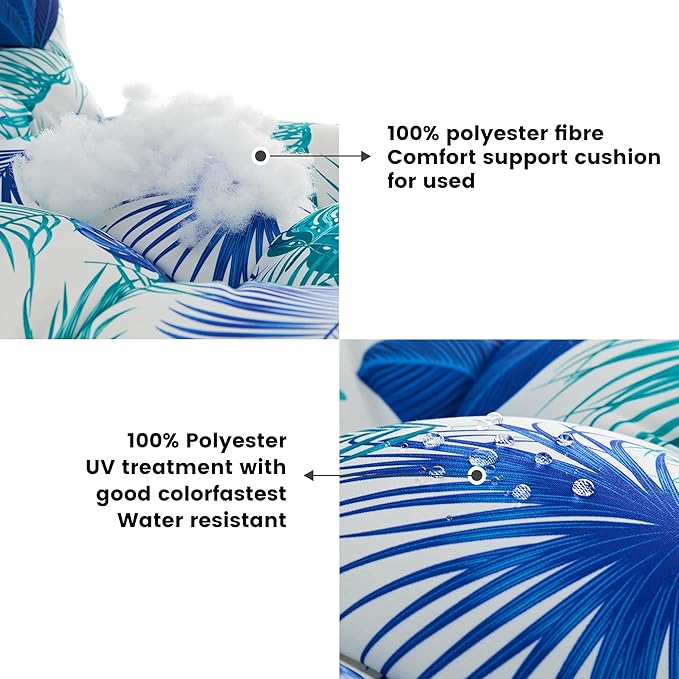 ARTPLAN Seat/Back Outdoor Chair Cushion,Set of 4 Patio Chair Cushion with Tie,Tufted Replacement for Patio Furniture,40x20x4 Inches,4 Count,Floral