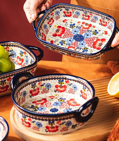 Baking Dishes For Oven, 1 Quart Round Casserole Dishes For Oven-bee and flower-round 950ml