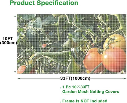Garden Mesh Netting 10'x33' Plants Covers Ultra Fine Bug Cover Keep Trees Vegetables Fruits from Cicada Mosquito Netting for Patio Crops Flowers Protection Cicada Insect Net (White)