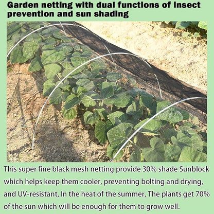 Abimars Thicker Garden Mesh Netting, 8.2’ x 33’ Ultra Fine Black Plant Row Covers for Vegetables Plants Fruits Flowers Protection, Nano PPT, Shading Rate 30%