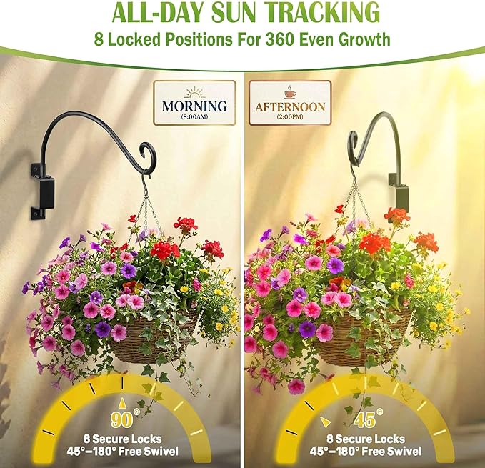 Qiang Ni Plant Hanger Outdoor: 22 Inch Bird Feeder Bracket for Garden Patio Decor - Swivel Adjustable Wall Mount Plant Hook for Hanging Flower Baskets