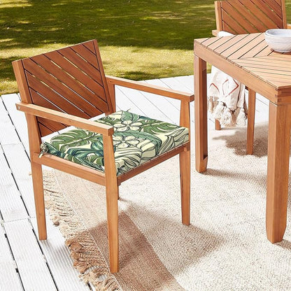 LVTXIII Outdoor Seat Cushions Seasonal Replacement Chair Cushions, Patio Chair Pads with Ties for Dining Chairs and Garden Furniture, Square Back, 18.5"x16"x2", 4 Pack, Tropical Paradise