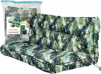 Replacement Cushions for Swing, Swing Cushions 3 Seater Replacement, Waterproof Thicken Washable Pad Cushion for Outdoor Indoor Furniture Swing Patio (Palm Leaves, 40x63 inch)