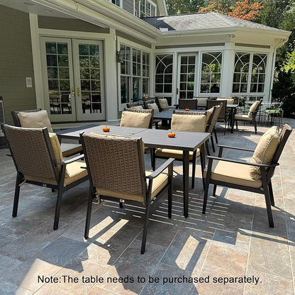 PURPLE LEAF Outdoor Dining Chairs Set of 2 All-Weather PE Rattan Patio Dining Chairs with Heavy-Duty Iron Frame and Thick Cushion Outdoor Patio Chair for Lawn Garden Backyard Deck