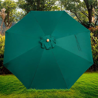 9FT Table Patio Outdoor Umbrella Market Round Umbrella with Pulley Lift Windproof & Waterproof, 8 Ribs with Polyester Cover for Garden, Deck, Pool, lawn, Backyard
